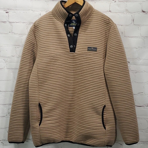 Simply Southern Ribbed Pullover Sweater in Mocha and Black Trim Women's Size XL - Picture 2 of 16